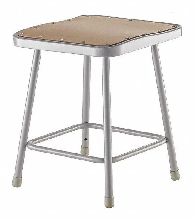 Alt view image 3 of 4 - NPS 6318 6300 Series Heavy Duty Square Seat Steel Stool - Backless - Supports Up to 500 lb - 17.5" Seat Height - Brown Seat, Gray Base