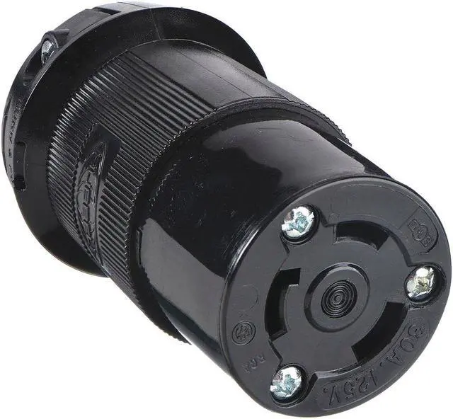 Alt view image 2 of 3 - HUBBELL WIRING DEVICE-KELLEMS HBL2613BK Locking Connector, L5-30R, 30 A, 125V