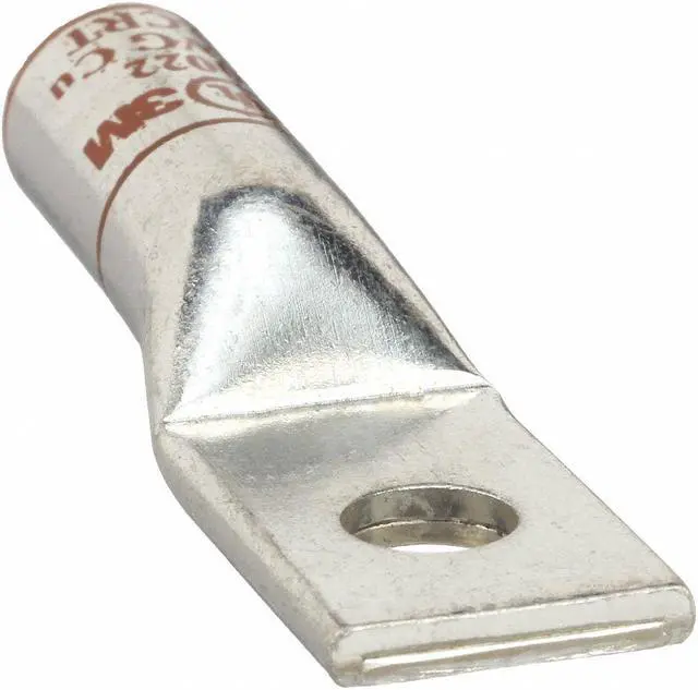 Main image of 3M 30022 One-Hole Compression Lug, 2 AWG Max, 1/4 in Stud, Standard Barrel,