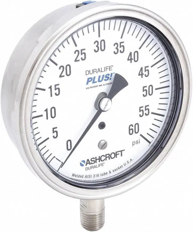 Alt view image 2 of 3 - ASHCROFT 351009SW02LXLL60 Industrial Pressure Gauge, 0 to 60 psi, 3 1/2 in