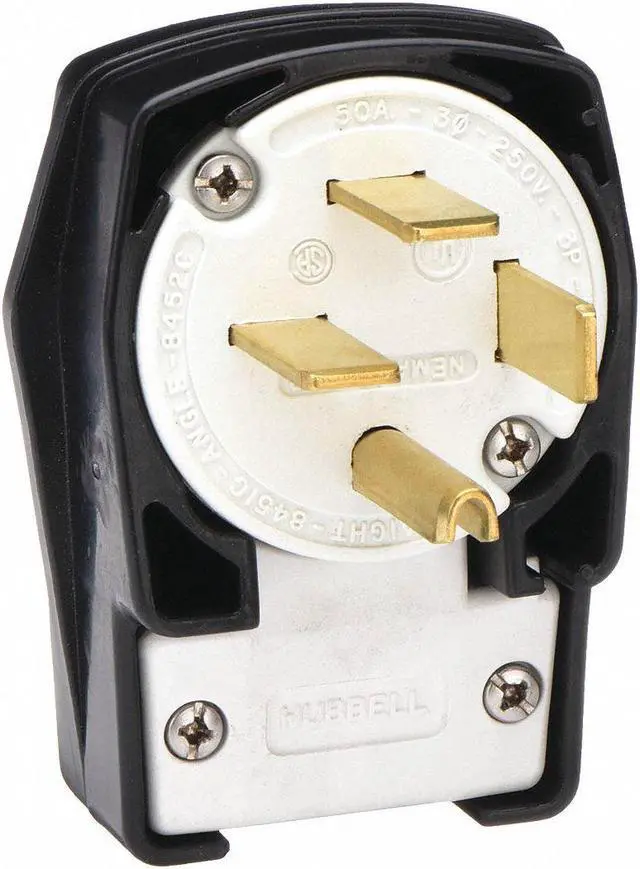 Main image of HUBBELL HBL8452C 4 Wire Industrial Angle Straight Blade Plug 250VAC 50A