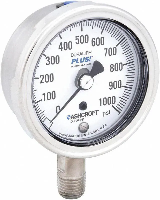 Alt view image 2 of 4 - ASHCROFT 251009SW02LXLL1000 Industrial Pressure Gauge, 0 to 1,000 psi, 2 1/2 in
