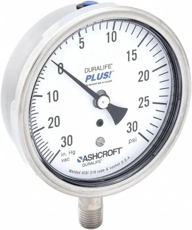 Alt view image 3 of 3 - ASHCROFT 351009SW02LXLLV/30 Industrial Compound Gauge, 30 to 0 to 30 psi, 3 1/2
