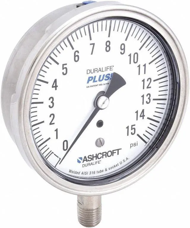 Alt view image 2 of 4 - ASHCROFT 351009SW02LXLL15 Pressure Gauge,0 to 15 psi,3-1/2In,1/4In