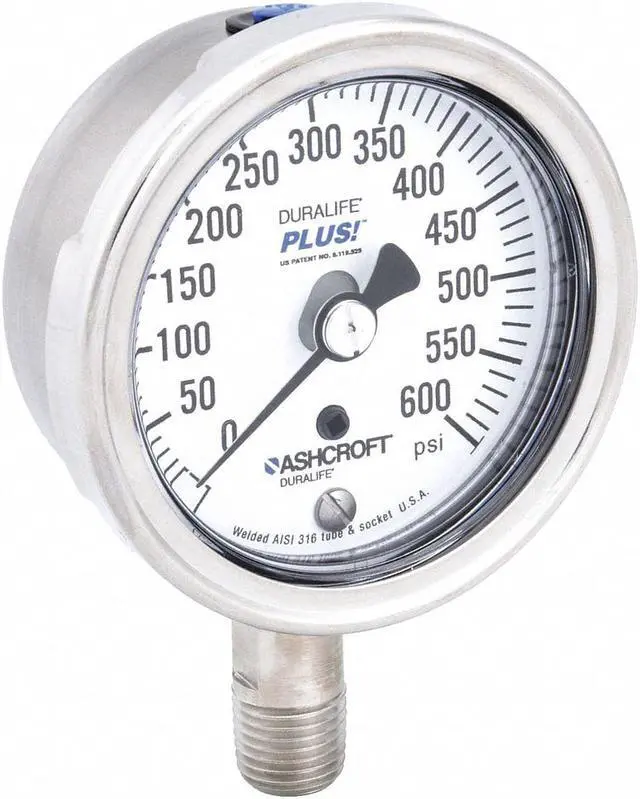 Alt view image 2 of 3 - ASHCROFT 251009SW02LXLL600 Industrial Pressure Gauge, 0 to 600 psi, 2 1/2 in