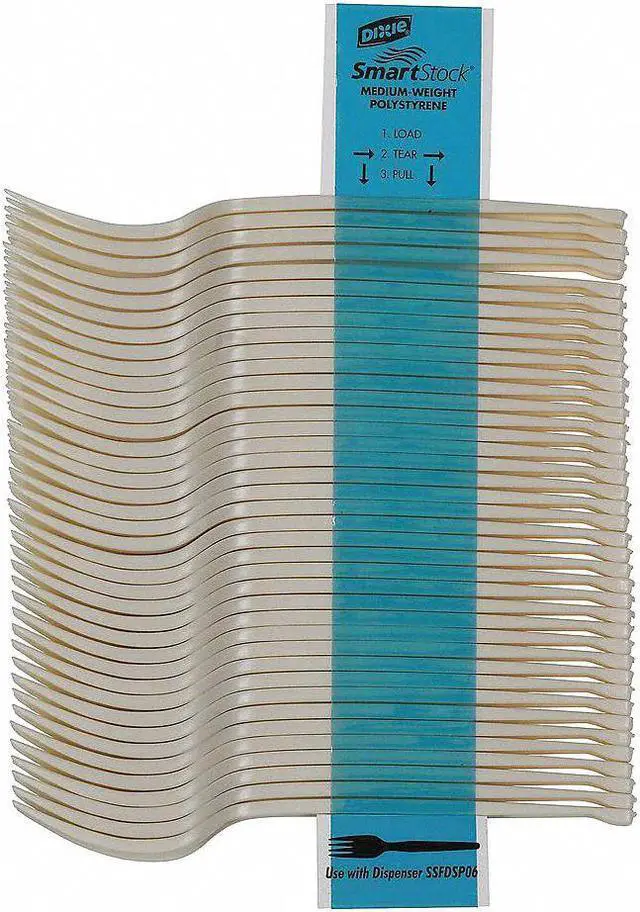 Alt view image 2 of 2 - Dixie SSF11B Smartstock Plastic Cutlery Refill, Forks, 6 1/2 Inch , Beige, 40/Pack, 24 Packs/Case