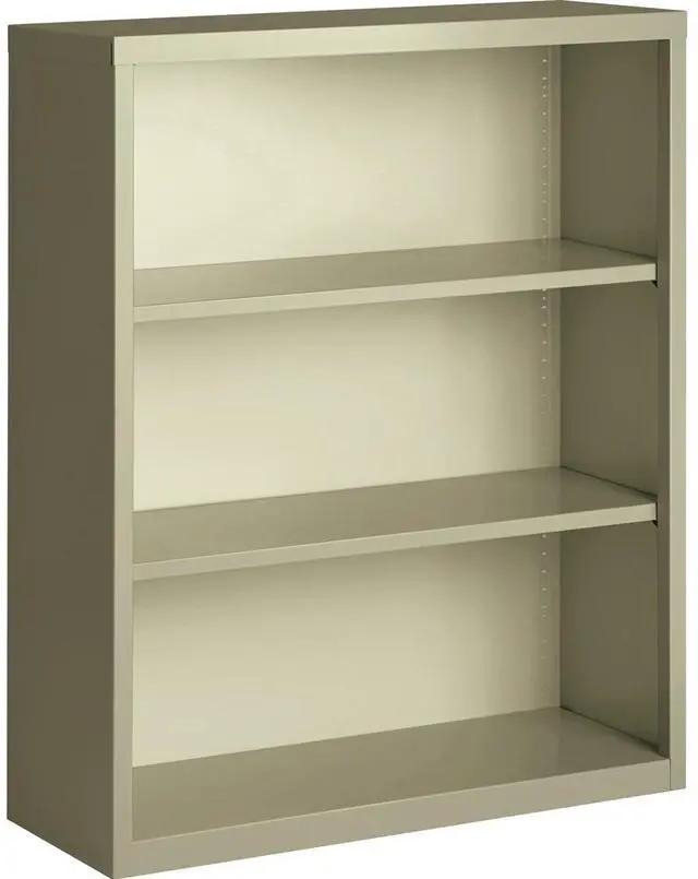 Alt view image 4 of 9 - Lorell Steel Bookcase 3-Shelf 34-1/2"x13"x42" Putty 41284