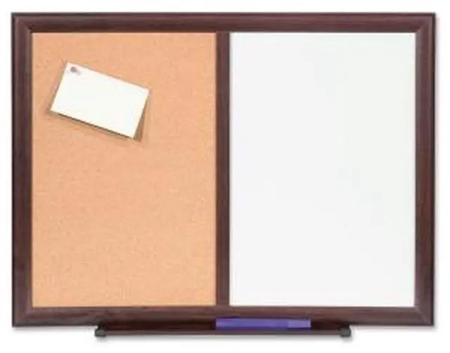 Alt view image 2 of 8 - Lorell Bulletin Board Combo Dry-Erase/Cork 24"x18" Mahogany Frame 84270