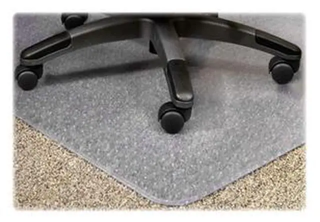 Main image of Lorell 25754 PlushMat Chair Mat 60" Length x 46" Width x 0.13" Thickness Overall - Vinyl - Clear
