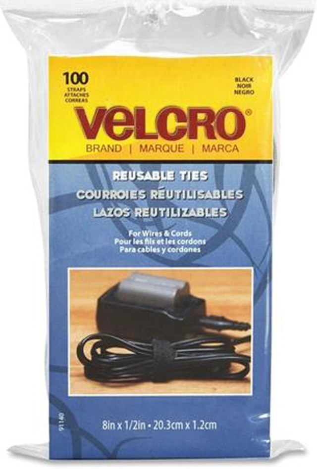Alt view image 2 of 12 - Reusable Self-Gripping Cable Ties 1/2 x Eight Inches Black 100 Ties/Pack