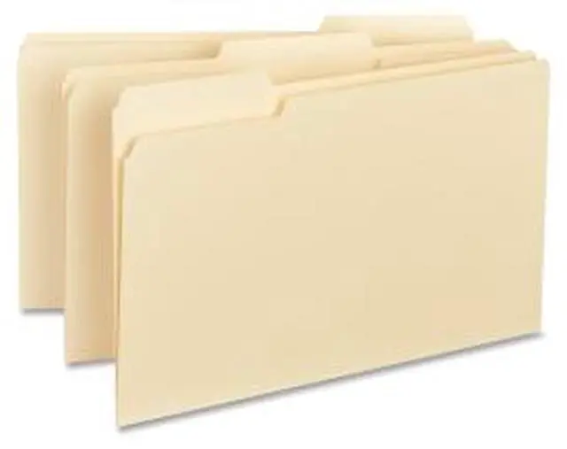 Main image of Business Source Interior File Folders 1/3 Cut Assorted Legal 100/BX Manila 43560