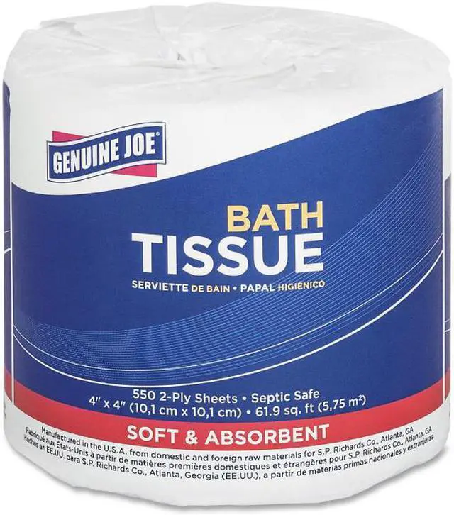 Main image of Genuine Joe Bath Tissue Rolls 2-Ply 550 Sht 4"x3.15" 80/CT WE 2508080