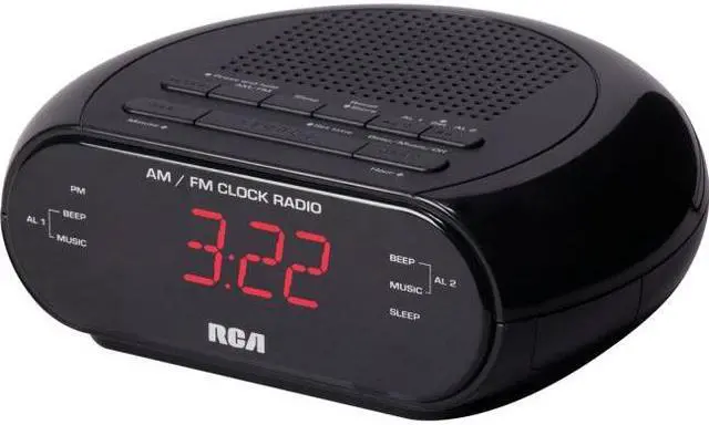 Alt view image 2 of 3 - RCA RC205 Alarm Clock Radio with Red LED & Dual Wake