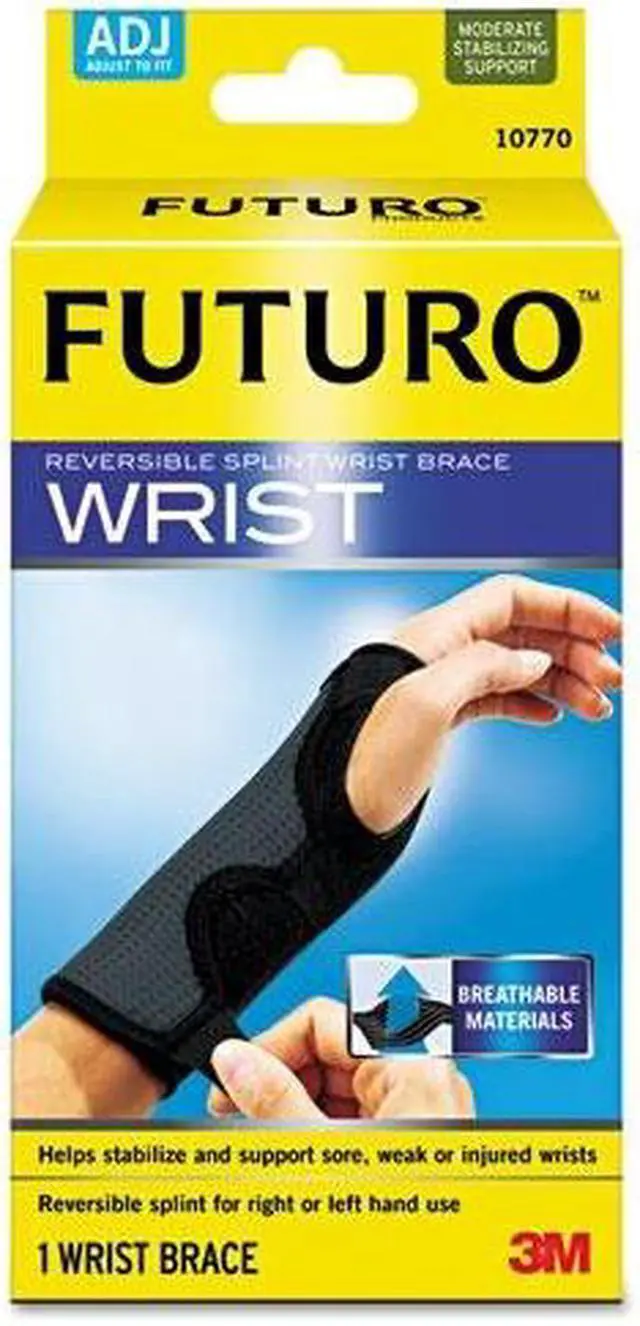 Alt view image 4 of 4 - Futuro                                   Adjustable Reversible Splint Wrist Brace, Fits Wrists 5 1/2"- 8 1/2", Black/Gray