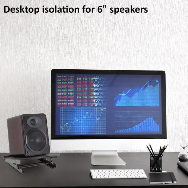 Alt view image 4 of 7 - Auray Studio Monitor Stand, 6" Speaker Stand with Adjustable 5°, 10°, 13°, and 15° Tilt Angle, Load Up to 22 lb, Nonslip Rubber Feet, Rugged Steel and Aluminum Construction