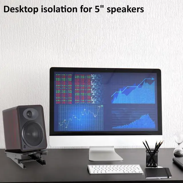 Alt view image 4 of 7 - Auray Studio Monitor Stand, 5" Speaker Stand with Adjustable 5°, 10°, 13°, and 15° Tilt Angle, Load Up to 16 lb, Nonslip Rubber Feet, Rugged Steel and Aluminum Construction