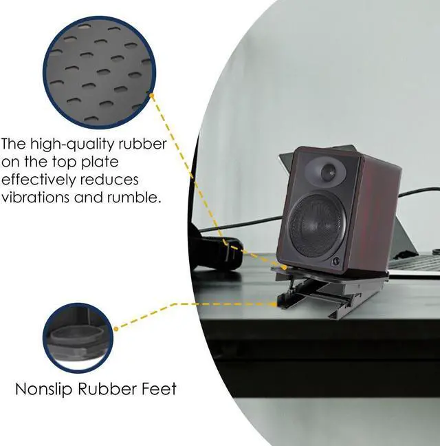 Alt view image 7 of 7 - Auray Studio Monitor Stand, 5" Speaker Stand with Adjustable 5°, 10°, 13°, and 15° Tilt Angle, Load Up to 16 lb, Nonslip Rubber Feet, Rugged Steel and Aluminum Construction