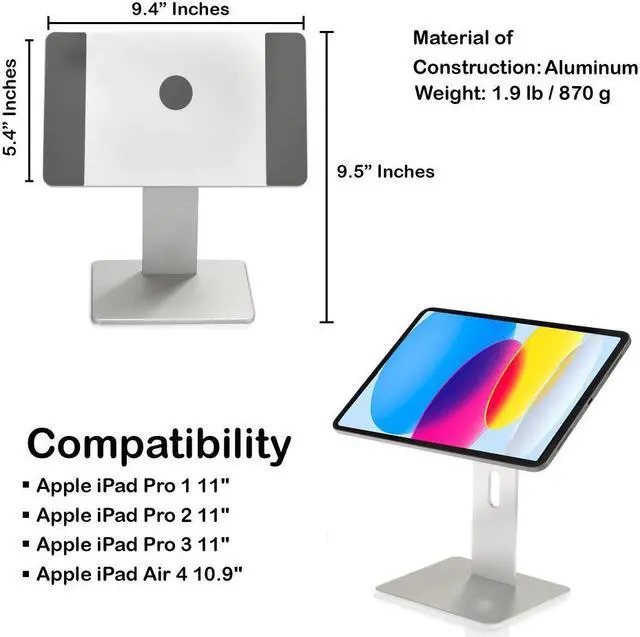 Alt view image 6 of 7 - Gabor Magnetic Tablet Stand - iPad Stand for Desk, Desktop Stand Dock Holder Compatible w/ 4-11" Tablet - 360 Rotating, Holder for iPad Air 4th Gen and 11 iPad Pro 1st, 2nd, 3rd generation