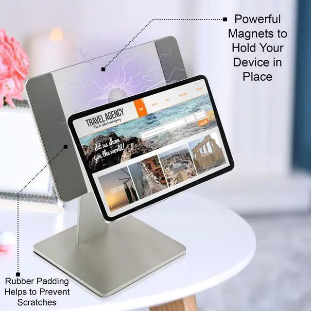 Alt view image 7 of 7 - Gabor Magnetic Tablet Stand - iPad Stand for Desk, Desktop Stand Dock Holder Compatible w/ 4-11" Tablet - 360 Rotating, Holder for iPad Air 4th Gen and 11 iPad Pro 1st, 2nd, 3rd generation