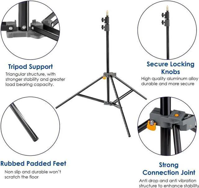 Alt view image 6 of 7 - Impact Aluminum Interlocking Air Cushioned Light Stand 4-9 ft Extendable 3 Sections - Heavy Duty, 22 lb Capacity, Foldable & Stackable - Ideal for Photography, Reflectors, Cameras, Lights, Umbrellas