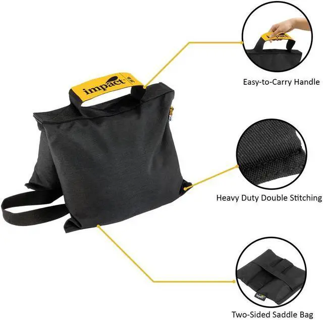 Alt view image 3 of 7 - Impact Saddle Bag (35 lb) Weight Bags for Light Stand Photography Video Equipment, Heavy Duty Saddlebag for Backdrop Stand, Photo Tripod, Canopy, Pop up Tent, Umbrella Base, Fishing Chair