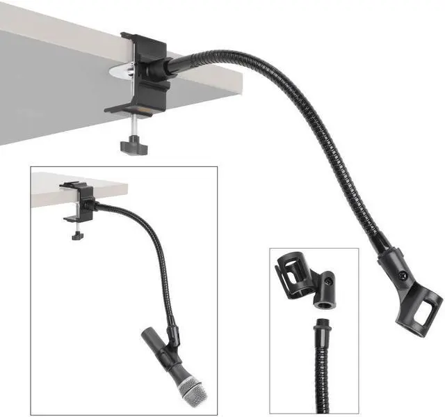 Alt view image 2 of 7 - Auray Microphone Arm Stand Long 12'' Sturdy Gooseneck Mic Stand Adjustable Microphone Arm Stand with Clamp - Mic Holder Flexible Mike Stand Podium Compact Mic Arm for Desk Traveling