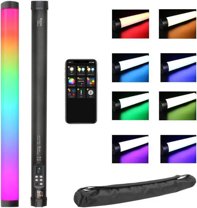 Main image of Genaray RGB 2' Tube Light LED Full Color Portable Video Light w/ App Control, 2800 to 8000K CTC HSI Modes, 10 Lighting & 7 Pixel Effects, CRI 96, TLCI 99, Li-Ion Battery, Passive Cooling, 368 Lux