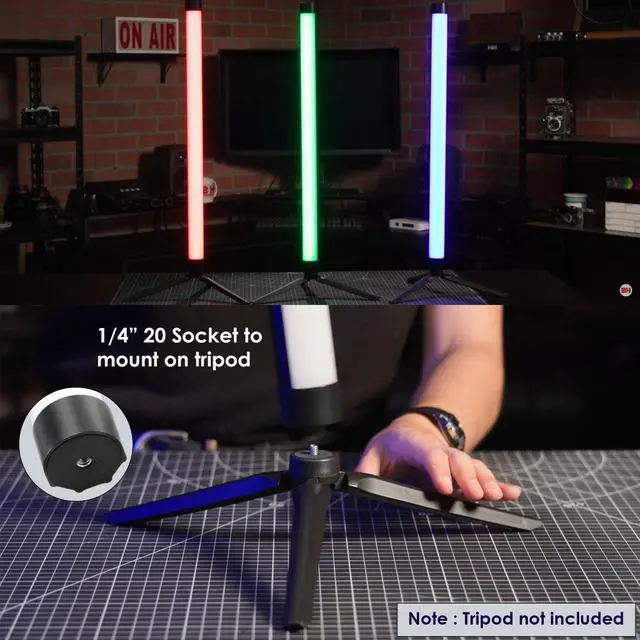 Alt view image 4 of 7 - Genaray RGB 2' Tube Light LED Full Color Portable Video Light w/ App Control, 2800 to 8000K CTC HSI Modes, 10 Lighting & 7 Pixel Effects, CRI 96, TLCI 99, Li-Ion Battery, Passive Cooling, 368 Lux