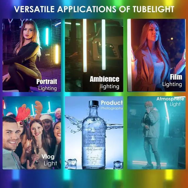 Alt view image 7 of 7 - Genaray RGB 2' Tube Light LED Full Color Portable Video Light w/ App Control, 2800 to 8000K CTC HSI Modes, 10 Lighting & 7 Pixel Effects, CRI 96, TLCI 99, Li-Ion Battery, Passive Cooling, 368 Lux