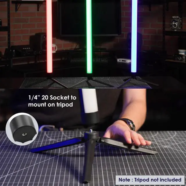 Alt view image 4 of 7 - Genaray RGB 4' Tube Light LED Full Color Portable Video Light w/ App Control, 2800 to 8000K CTC HSI Modes, 10 Lighting & 7 Pixel Effects, CRI 96, TLCI 99, Li-Ion Battery, Passive Cooling, 635 Lux