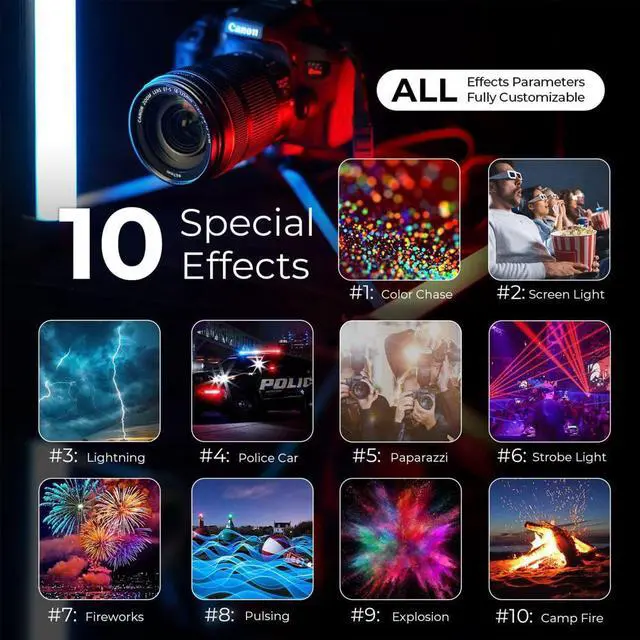 Alt view image 6 of 7 - Genaray RGB 4' Tube Light LED Full Color Portable Video Light w/ App Control, 2800 to 8000K CTC HSI Modes, 10 Lighting & 7 Pixel Effects, CRI 96, TLCI 99, Li-Ion Battery, Passive Cooling, 635 Lux