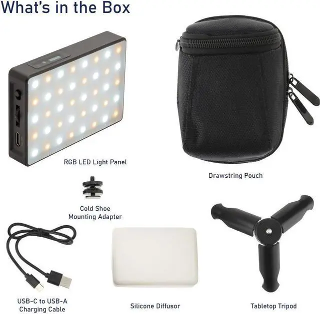 Alt view image 7 of 7 - Genaray Pocket RGB Video Light Panel 2500mAh Li-ion Rechargeable Battery LED Portable Camera Video Light RGB Color Panel Lights for DSLR Cameras Photography Lighting, 2800 to 8000K CCT Range