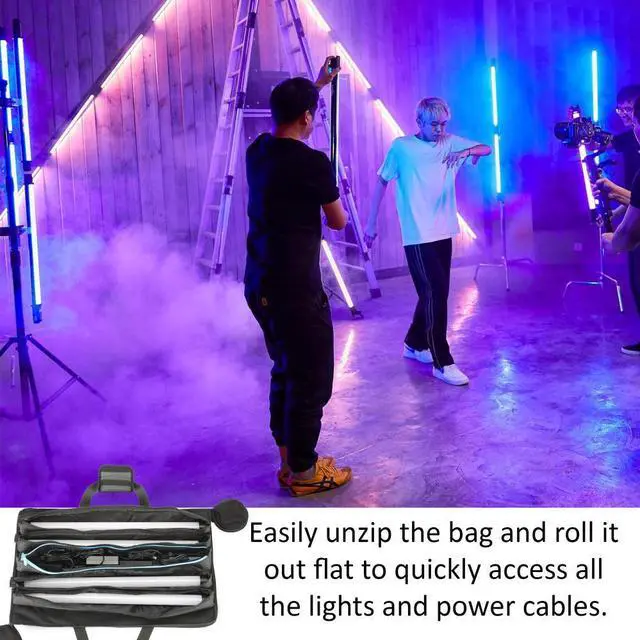 Alt view image 5 of 7 - Genaray RGB Pixel LED Tube Carry Bag Stores 4 of 2' Lights, Water Resistant Cordura Fabric, Protective & Durable with Separate Padded Pocket for Each Light , Padded Handle Wrap & Power Adapters