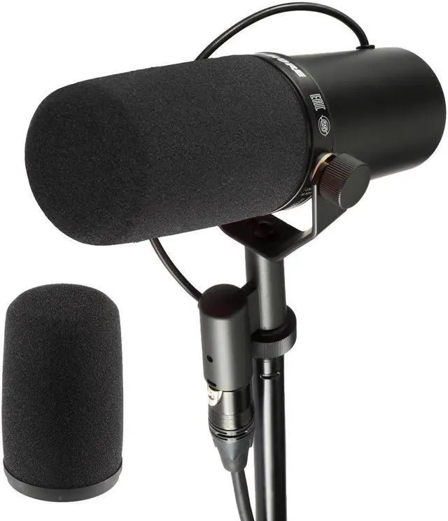 Alt view image 2 of 7 - Auray High-Density Foam Replacement Windscreen for Shure SM7 Microphones Black, Reduces Plosives & Breath Noise with Snap-On Design Perfect for Studio Recording, Broadcasting, and Podcasting