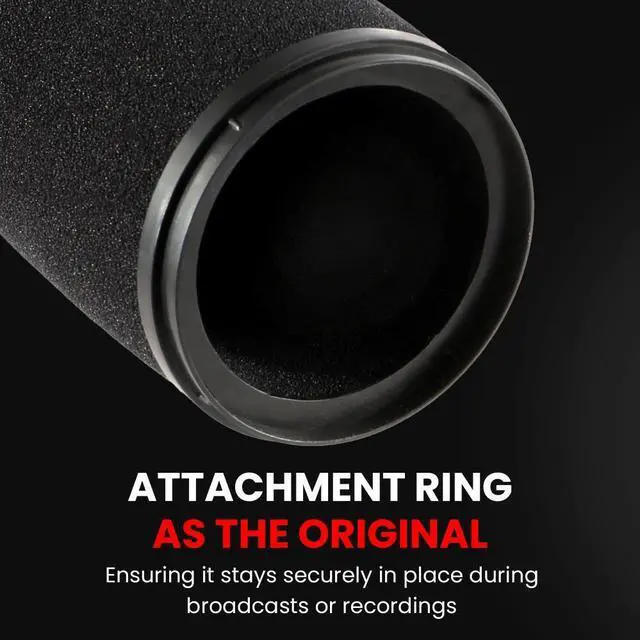 Alt view image 5 of 7 - Auray High-Density Foam Replacement Windscreen for Shure SM7 Microphones Black, Reduces Plosives & Breath Noise with Snap-On Design Perfect for Studio Recording, Broadcasting, and Podcasting
