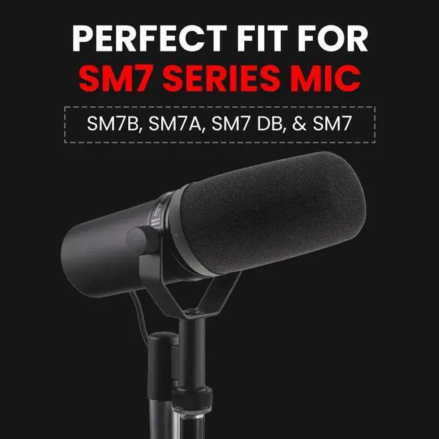 Alt view image 7 of 7 - Auray High-Density Foam Replacement Windscreen for Shure SM7 Microphones Black, Reduces Plosives & Breath Noise with Snap-On Design Perfect for Studio Recording, Broadcasting, and Podcasting