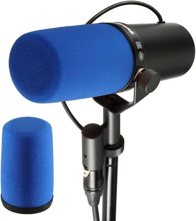 Alt view image 2 of 7 - Auray High-Density Foam Replacement Windscreen for Shure SM7 Microphones Blue, Reduces Plosives & Breath Noise with Snap-On Design Perfect for Studio Recording, Broadcasting, and Podcasting