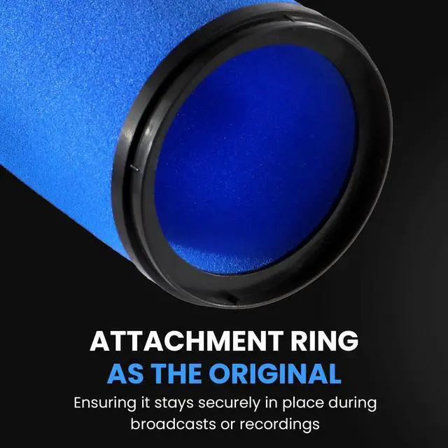 Alt view image 5 of 7 - Auray High-Density Foam Replacement Windscreen for Shure SM7 Microphones Blue, Reduces Plosives & Breath Noise with Snap-On Design Perfect for Studio Recording, Broadcasting, and Podcasting