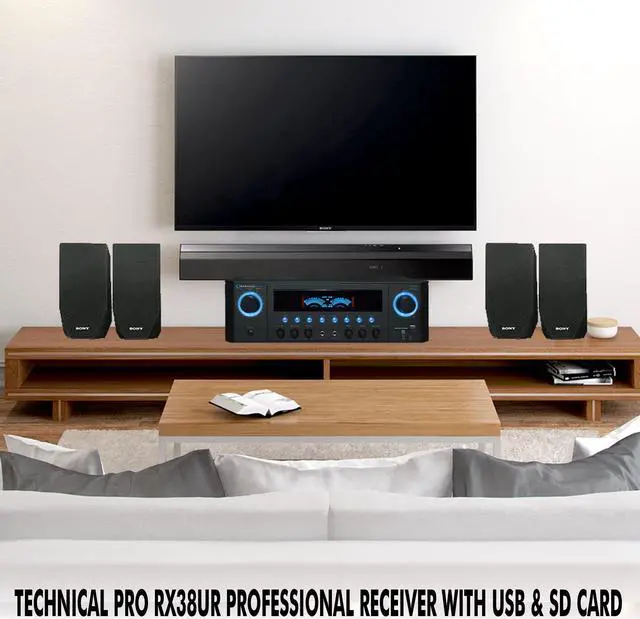 Alt view image 6 of 12 - New Technical Pro 1000W Professional Audio Receiver with USB/SD Card Input, MP3 (AUX), 2 Mic Inputs, IPod/ IPhone Compatible, Recorder, & Wireless Remote