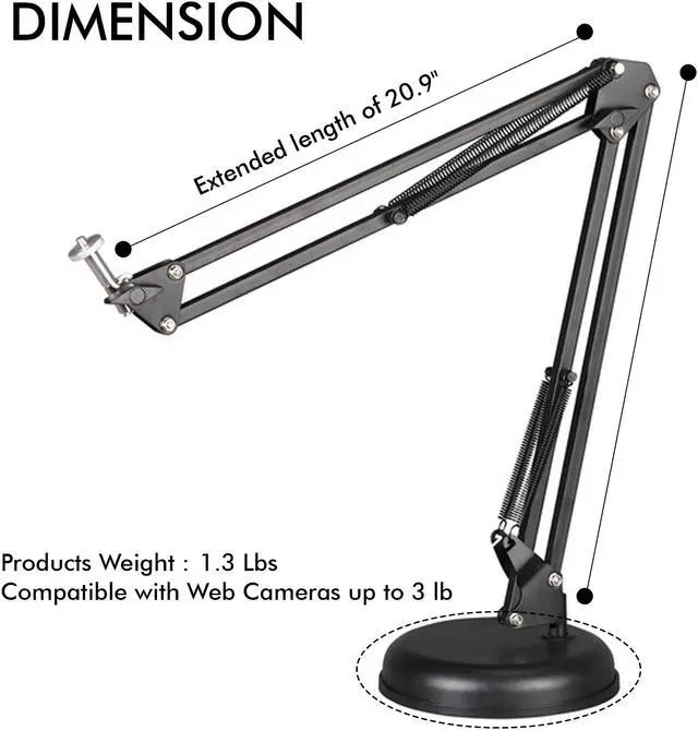 Alt view image 2 of 7 - Technical Pro Microphone Suspension Height Adjustable Crane Arm, Mic Holder, Precise Positioning for Broadcasting and Sound Recording