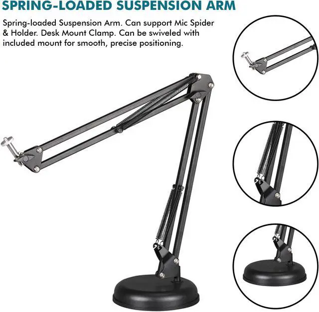 Alt view image 4 of 7 - Technical Pro Microphone Suspension Height Adjustable Crane Arm, Mic Holder, Precise Positioning for Broadcasting and Sound Recording