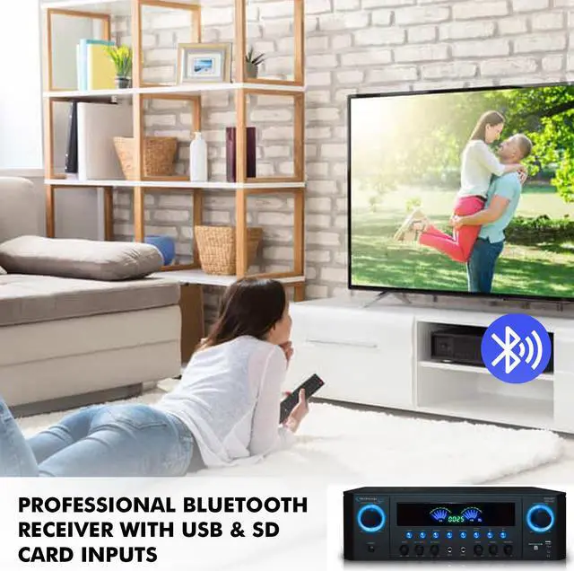 Alt view image 7 of 11 - Technical Pro 1000 Watts Professional Bluetooth Receiver with USB & SD Card Inputs, 2 Mic Inputs, Recorder, SD/USB Inputs, Wireless Remote