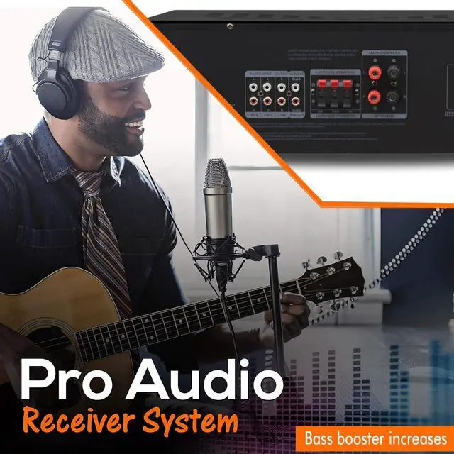 Alt view image 6 of 11 - Technical Pro 1000 Watts Professional Bluetooth Receiver with USB & SD Card Inputs, 2 Mic Inputs, Recorder, SD/USB Inputs, Wireless Remote