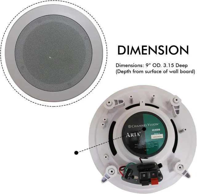 Alt view image 7 of 7 - Technical Pro 4 Room 1000 Watts, 4 Channel Bluetooth Receiver With 4 Pairs of 2-Way Stereo Sound 6.5'' Wall Mount Speakers With Woofer/Tweeter, Flush Design for Home Speakers, Theater System, Karaoke