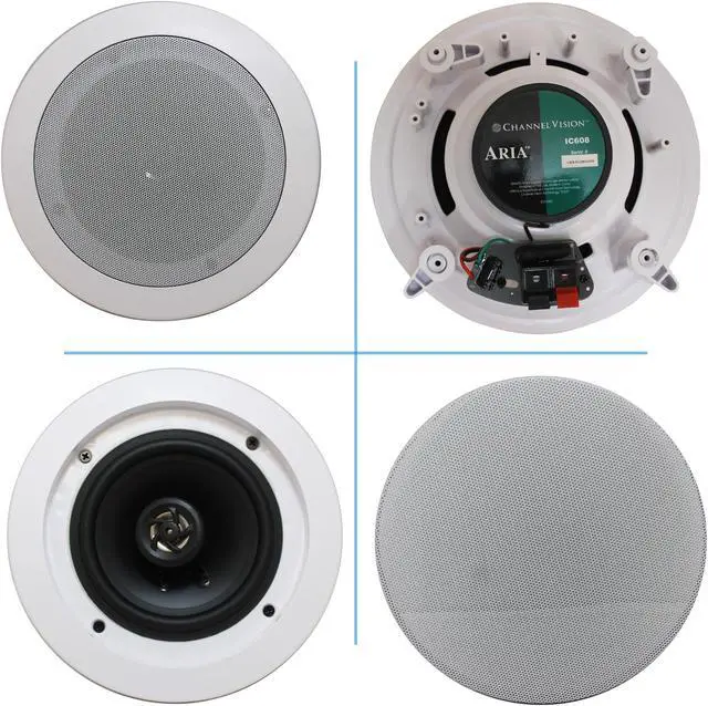 Alt view image 3 of 7 - Technical Pro 4 Room 1000 Watts, 4 Channel Bluetooth Receiver With 4 Pairs of 2-Way Stereo Sound 6.5'' Wall Mount Speakers With Woofer/Tweeter, Flush Design for Home Speakers, Theater System, Karaoke