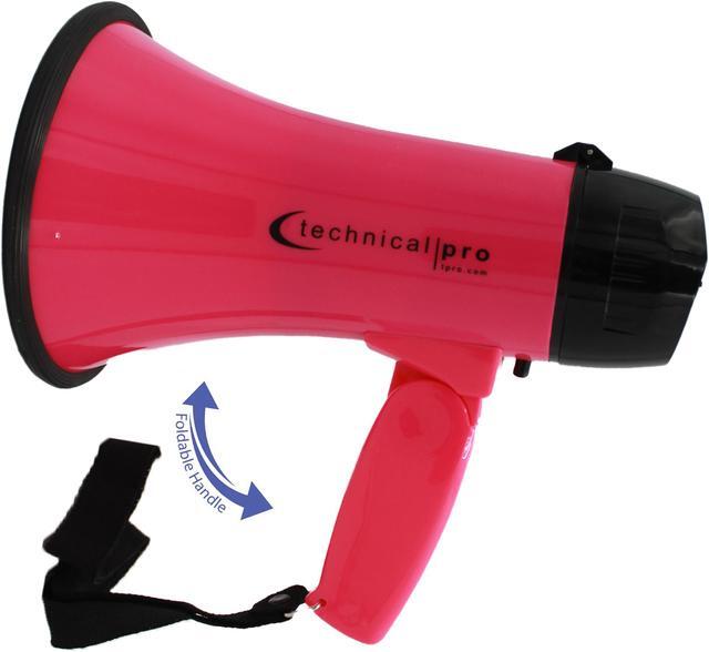 Alt view image 2 of 3 - Technical Pro Lightweight Portable Pink and Black Megaphone Bullhorn 300M Range with Strap, Siren, and Volume Control, Compact Design, 20 Watts Good for Trainers, Soccer, Football, Baseball, Coaches