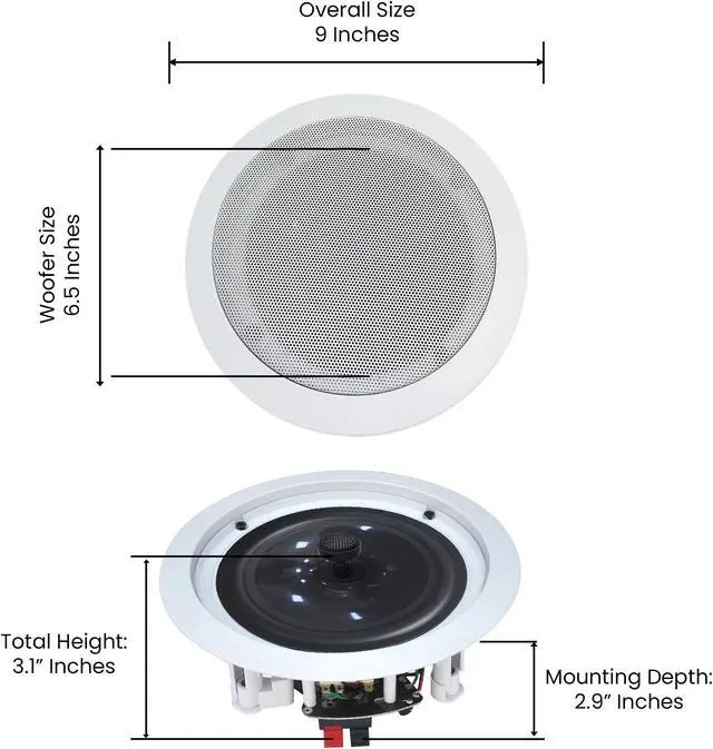 Alt view image 3 of 7 - Home Theater System Kit - 2000 Watts Bluetooth Amplifier with 6.5" 6 QTY 200 Watts in-Wall in-Ceiling Speakers & 2 QTY 16 Gauge 100 ft. Speaker Zip Wire by Technical Pro