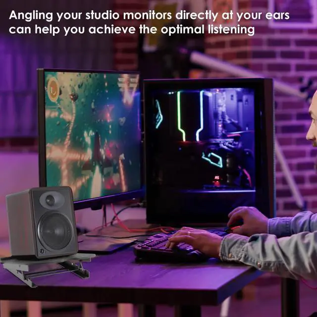 Alt view image 6 of 7 - Auray Studio Monitor Stand, 8" Speaker Stand with Adjustable 5°, 10°, 13°, and 15° Tilt Angle, Load Up to 34 lb, Nonslip Rubber Feet, Rugged Steel and Aluminum Construction