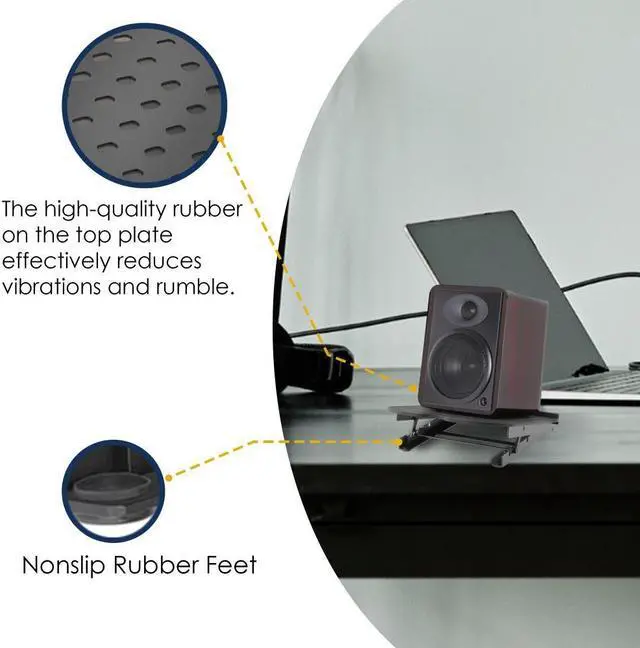 Alt view image 5 of 7 - Auray Studio Monitor Stand, 8" Speaker Stand with Adjustable 5°, 10°, 13°, and 15° Tilt Angle, Load Up to 34 lb, Nonslip Rubber Feet, Rugged Steel and Aluminum Construction