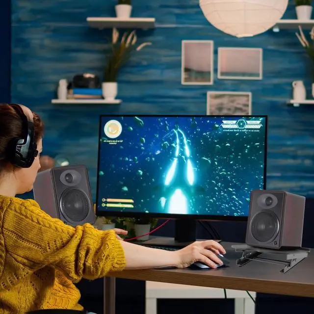 Alt view image 7 of 7 - Auray Studio Monitor Stand, 8" Speaker Stand with Adjustable 5°, 10°, 13°, and 15° Tilt Angle, Load Up to 34 lb, Nonslip Rubber Feet, Rugged Steel and Aluminum Construction